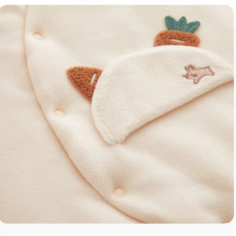 100% Cotton Extra Warm Long Sleeve Quilted Romper - Red Bunny - Bodyfeu