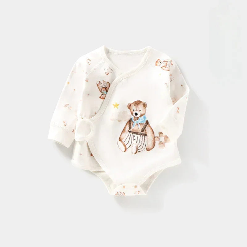 100% Cotton Long Sleeve Bodysuit with Velcro Closure- Adorable Cat - Bodyfeu