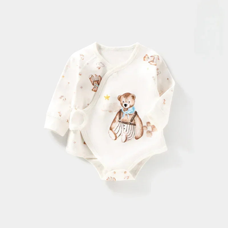 100% Cotton Long Sleeve Bodysuit with Velcro Closure- Adorable Cat - Bodyfeu