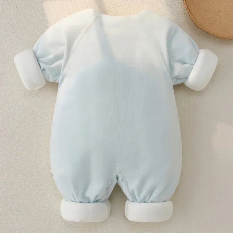 100% Cotton Extra Warm Long Sleeve Quilted Romper - Yellow Bear - Bodyfeu