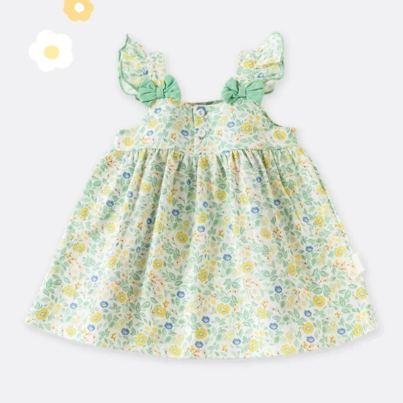 100% Cotton Flutter-Sleeve Dress - Colorful Spring - Bodyfeu