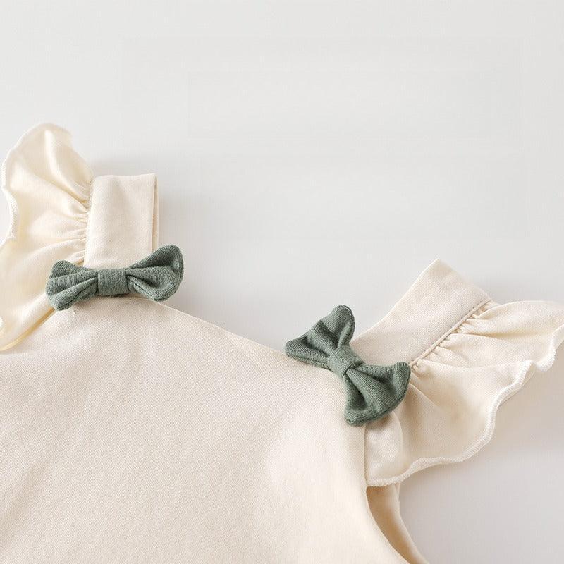 Cotton Flutter-Sleeve Top & Pants Set - Yellow Floral Pants - Bodyfeu