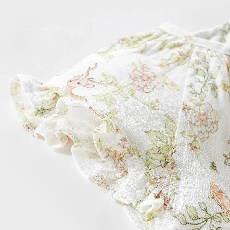 Cotton Short-Sleeve Top & Pants Set - Spring Branches - Bodyfeu