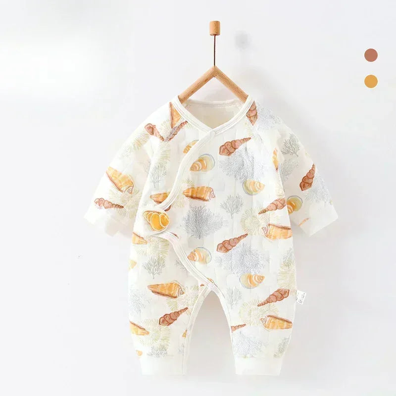 100% Cotton Warm Long Sleeve Romper with Velcro Closure - Bear - Bodyfeu