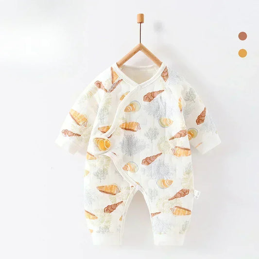 100% Cotton Warm Long Sleeve Romper with Velcro Closure - Bear - Bodyfeu