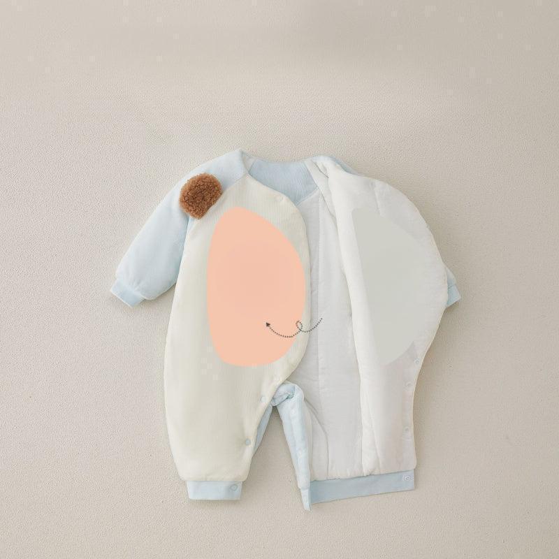 100% Cotton Extra Warm Long Sleeve Quilted Romper - Yellow Bear - Bodyfeu