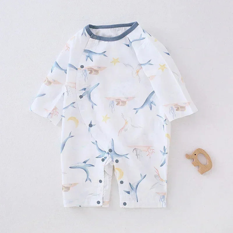 Cotton & Bamboo Muslin Long Sleeve Romper - Panda - Bodyfeu