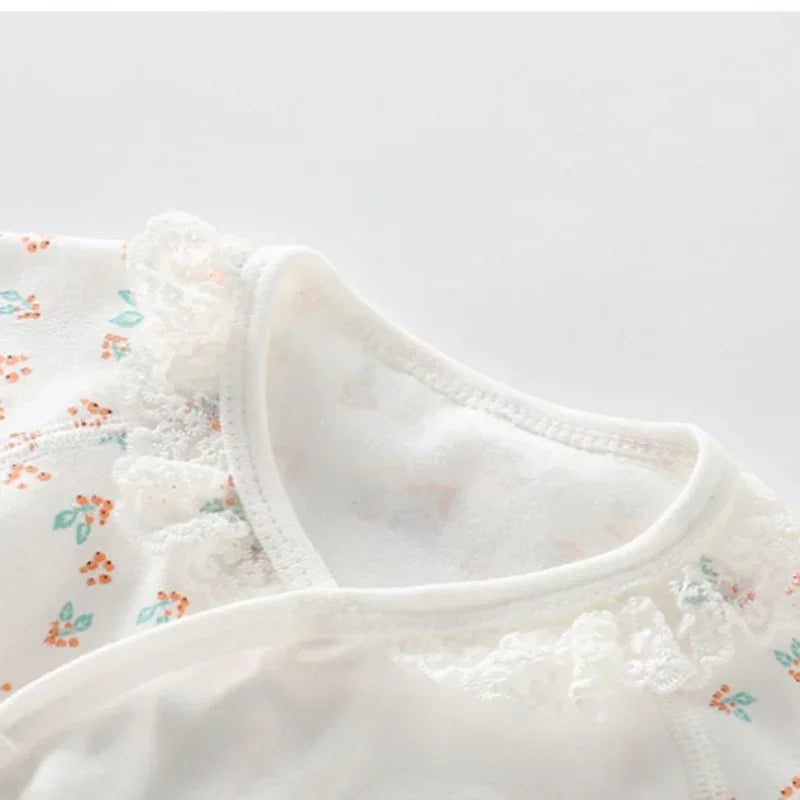 100% Cotton Long Sleeve Wrap Romper - Floral - Bodyfeu