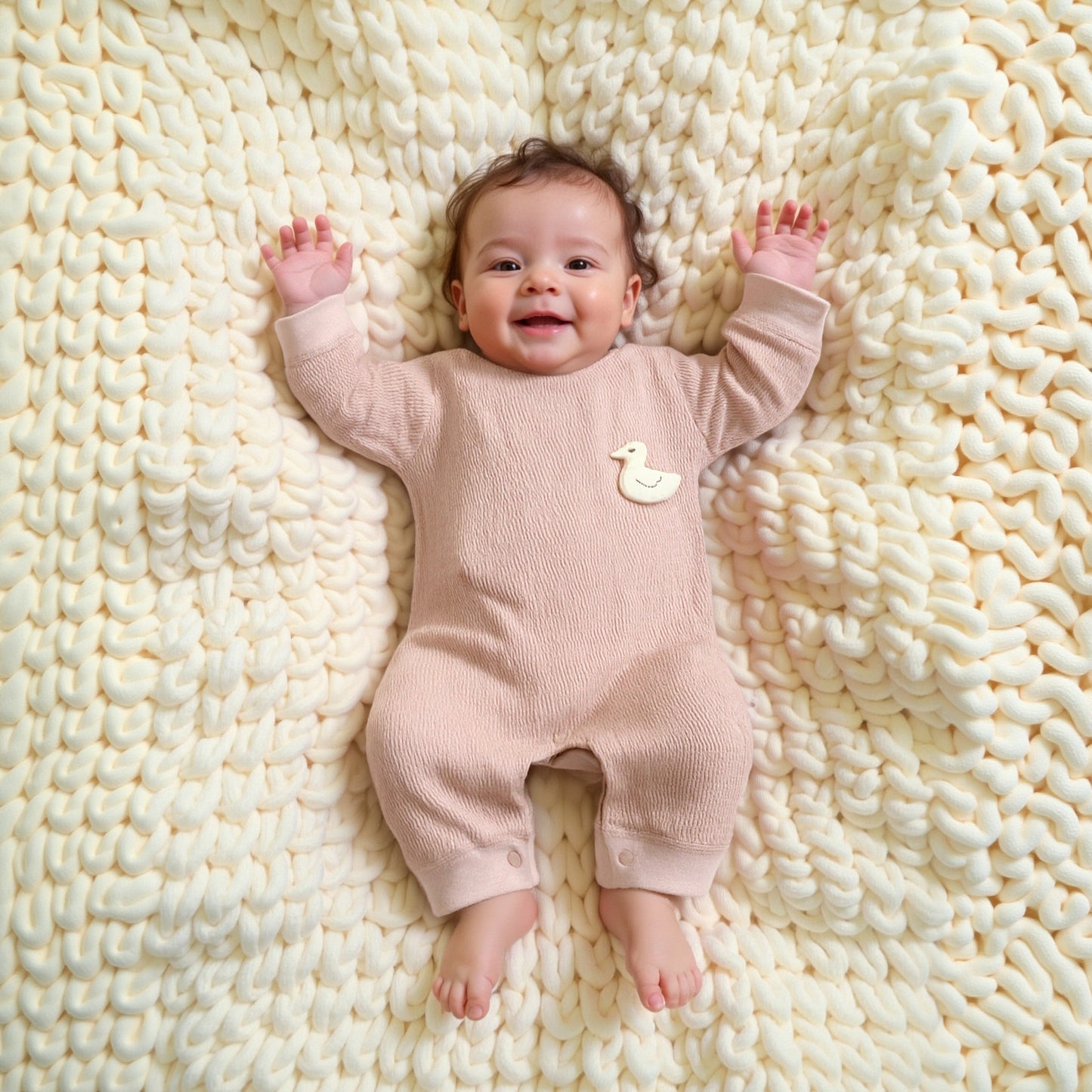 100% Cotton Long Sleeve Pullover Romper - Blue Pullover