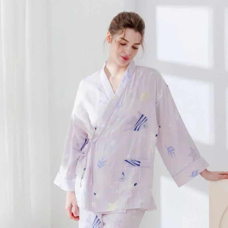 Bodyfeu Muslin Wrap Maternity Pajama Set- Fish - Bodyfeu