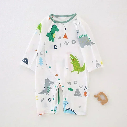 Cotton & Bamboo Muslin Long Sleeve Romper - Cute Whale - Bodyfeu