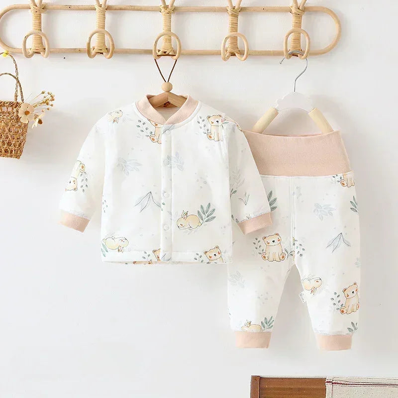 100% Cotton Long Sleeve Quilted Top & Pants Set- Cotton Flowers - Bodyfeu