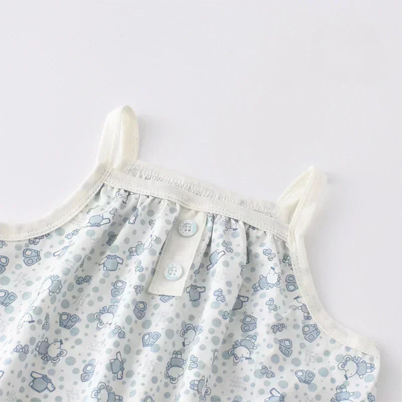 100% Cotton Sleeveless Romper - Pink Heart - Bodyfeu