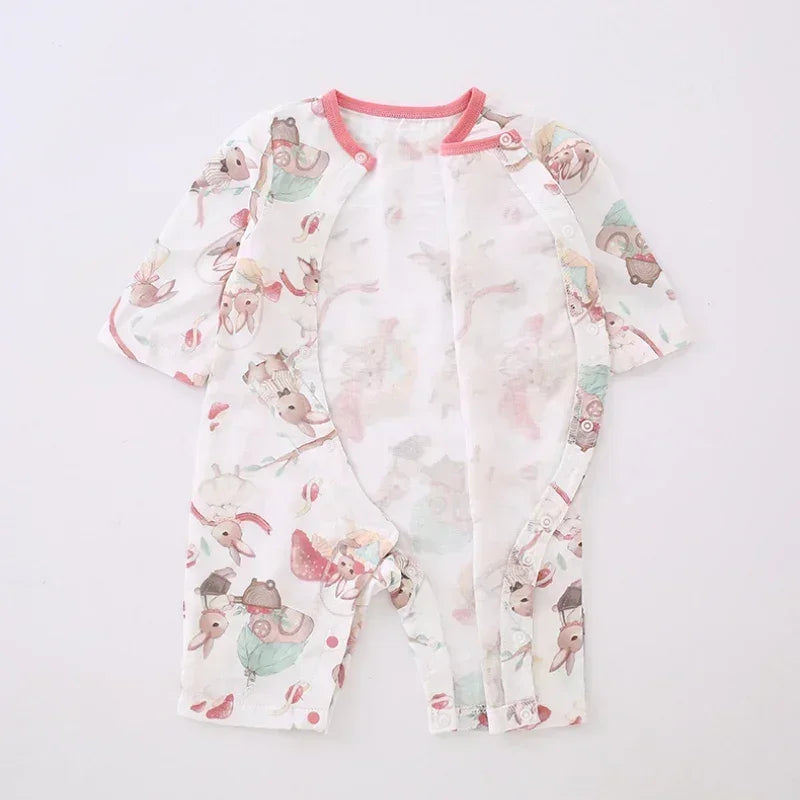 Cotton & Bamboo Muslin Long Sleeve Romper - Panda - Bodyfeu