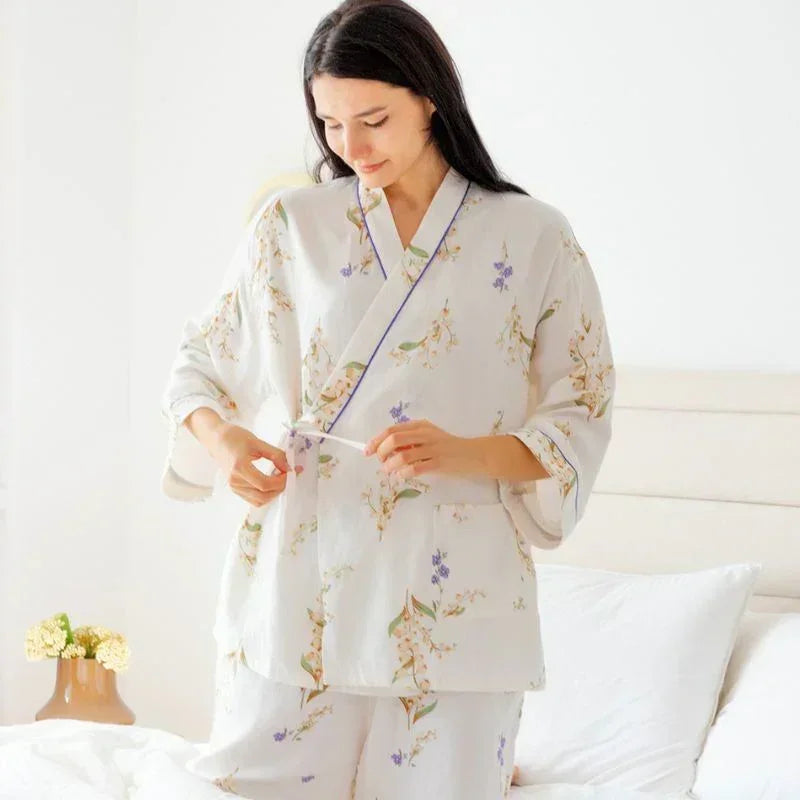 Bodyfeu Muslin Wrap Maternity Pajama Set- Fish - Bodyfeu