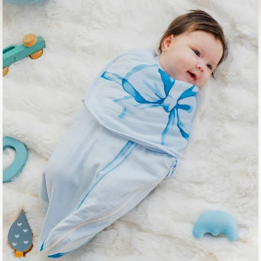 Bodyfeu Muslin Sleep Sack - Blue Adorable Bowknot - Bodyfeu