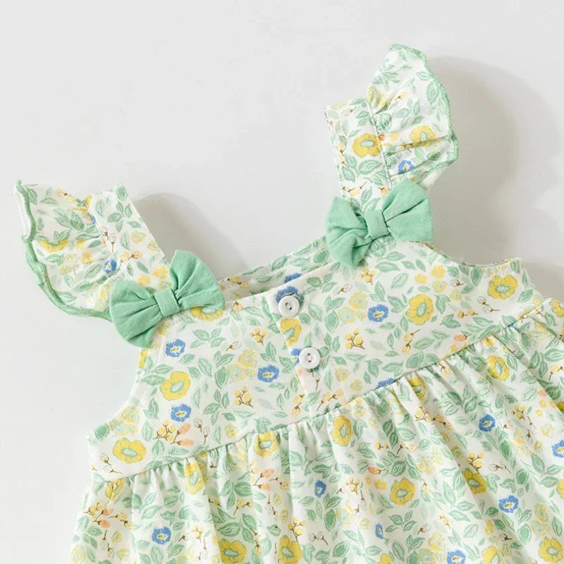 100% Cotton Flutter-Sleeve Dress - Colorful Spring - Bodyfeu