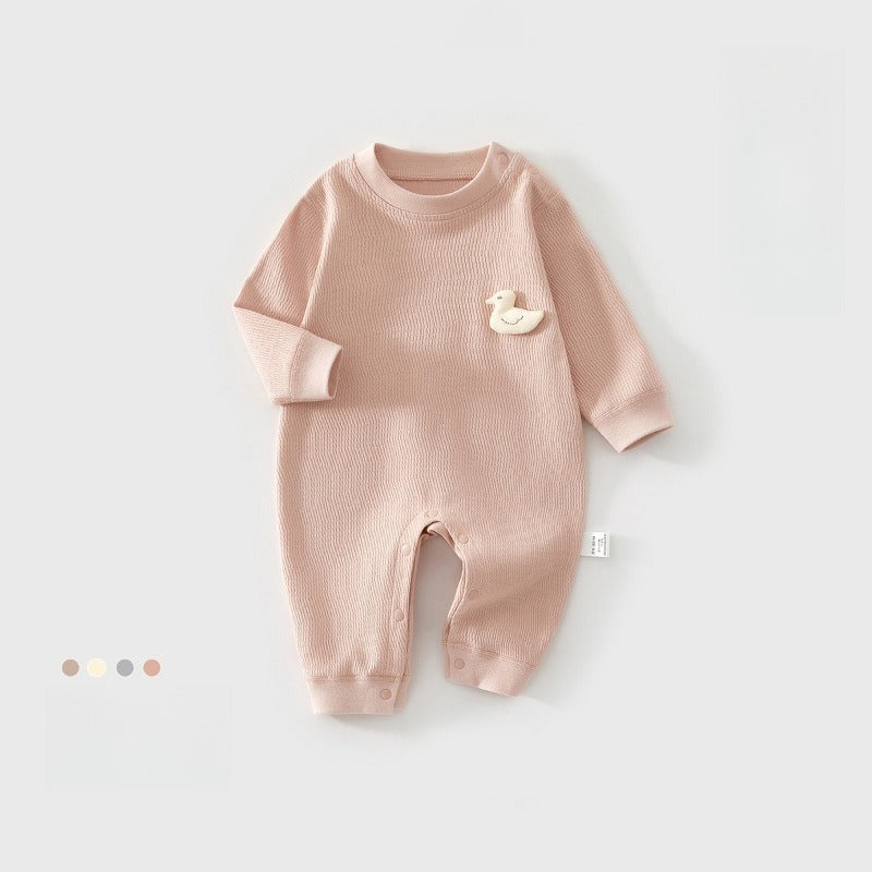 100% Cotton Long Sleeve Pullover Romper - Blue Pullover