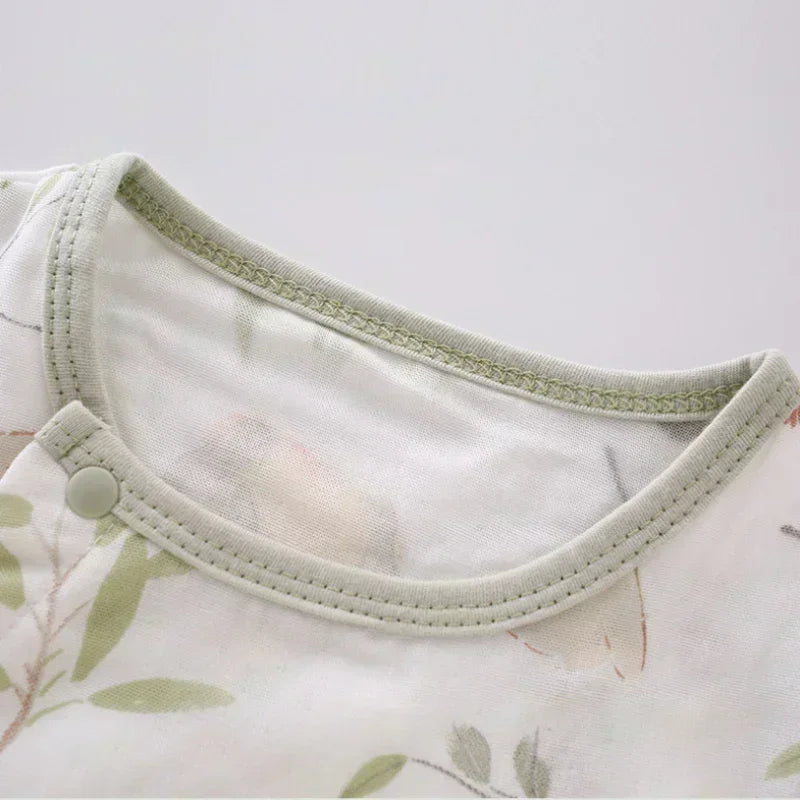 Cotton & Bamboo Muslin Long Sleeve Romper - Cute Whale - Bodyfeu