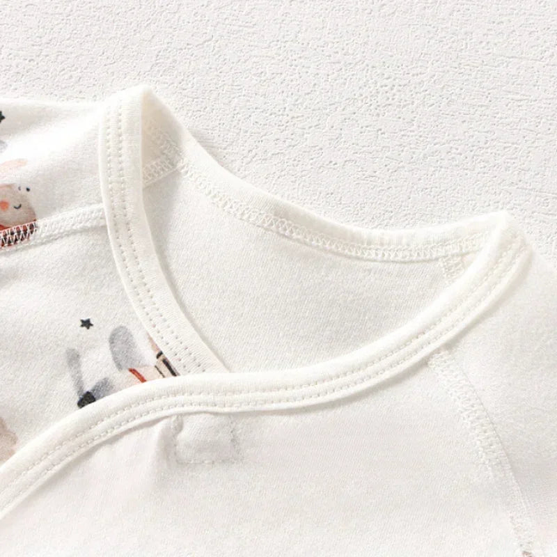 100% Cotton Long Sleeve Bodysuit with Velcro Closure- Adorable Cat - Bodyfeu
