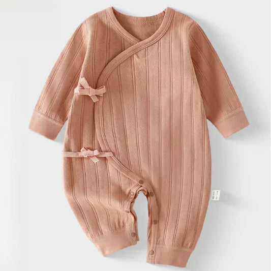 100% Cotton Long Sleeve Kimono Romper - Brown - Bodyfeu