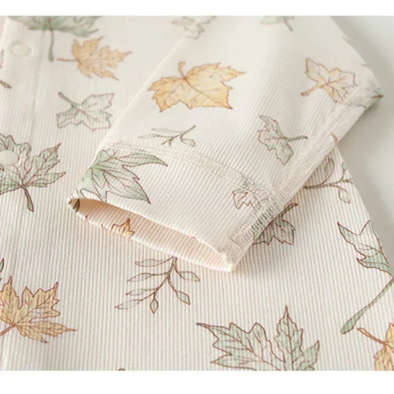 Cotton Snap-Up Long Sleeve Romper - White Dolphin - Bodyfeu