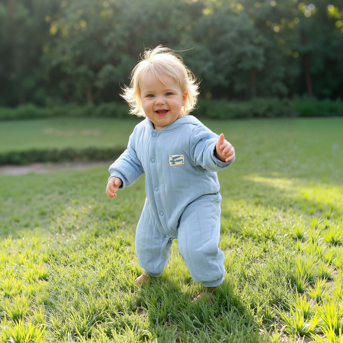 100% Cotton Quilted Hoodie Snap-Up Romper - Pink