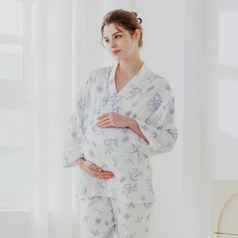 Bodyfeu Muslin Wrap Maternity Pajama Set- Fish - Bodyfeu