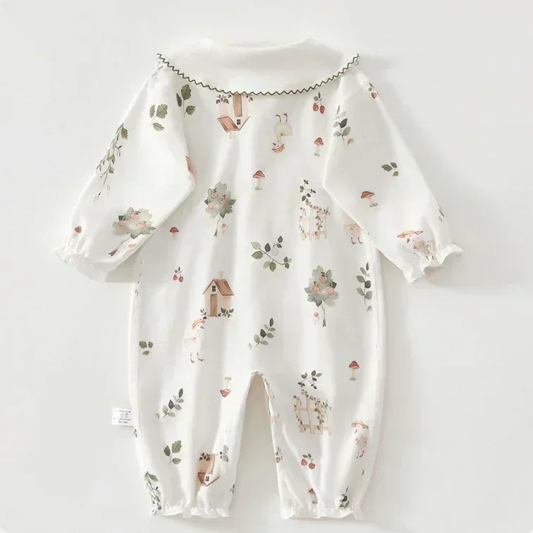 100% Cotton Long Sleeve Snap-Up Romper - Country House - Bodyfeu