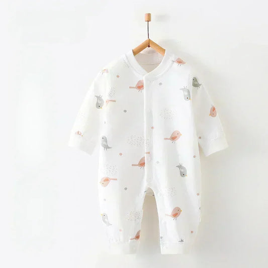 100% Cotton Snap-Up Long Sleeve Romper - Leopard - Bodyfeu