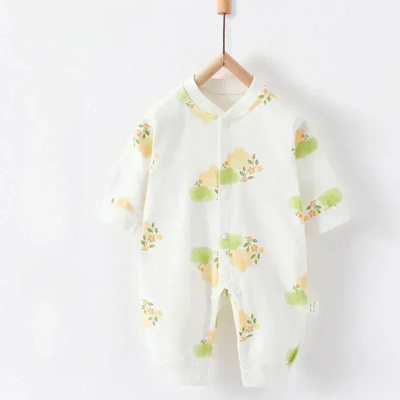 100% Cotton Snap-Up Long Sleeve Romper - Leopard - Bodyfeu