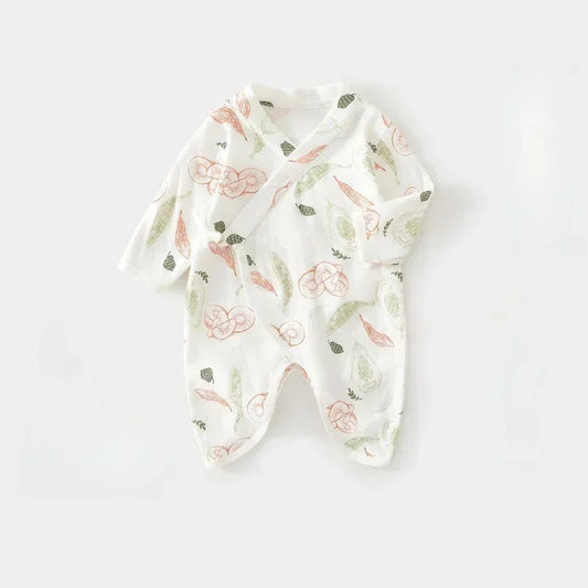 Cotton & Bamboo Muslin Long Sleeve Romper - Fig