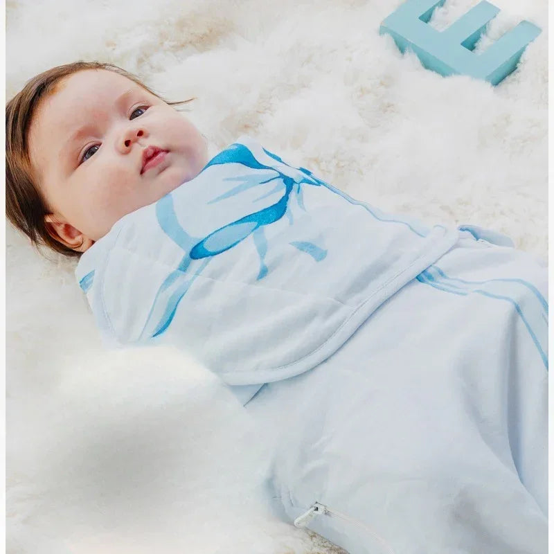 Bodyfeu Muslin Sleep Sack - Blue Adorable Bowknot - Bodyfeu
