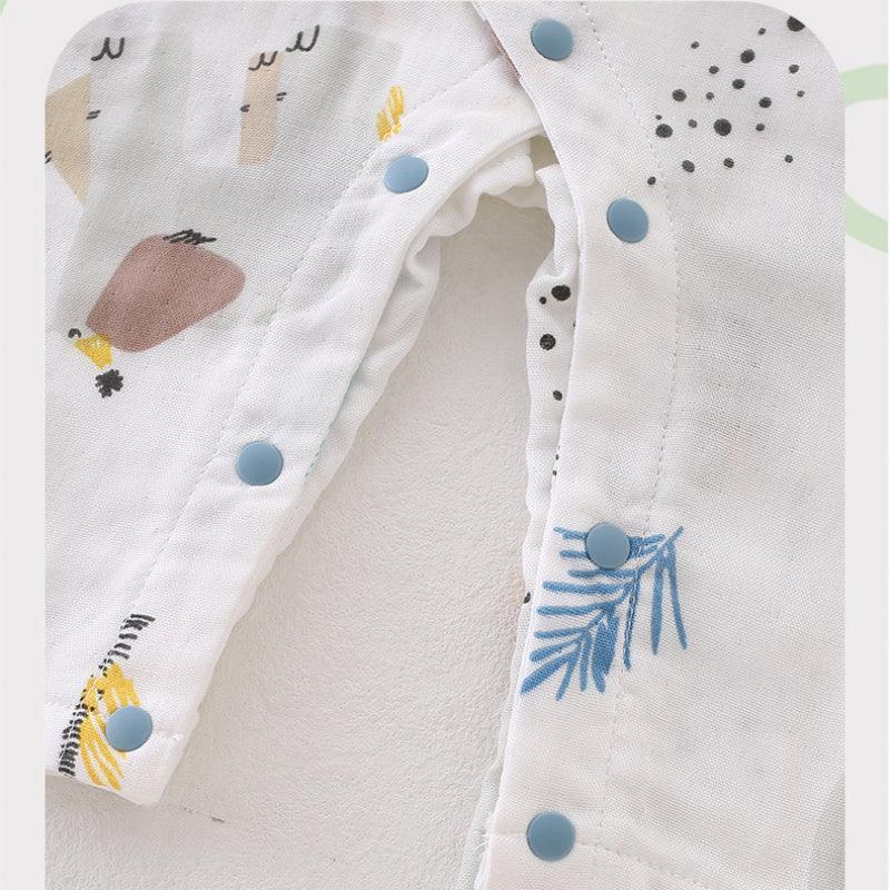 Cotton & Bamboo Muslin Long Sleeve Romper - Cute Whale - Bodyfeu