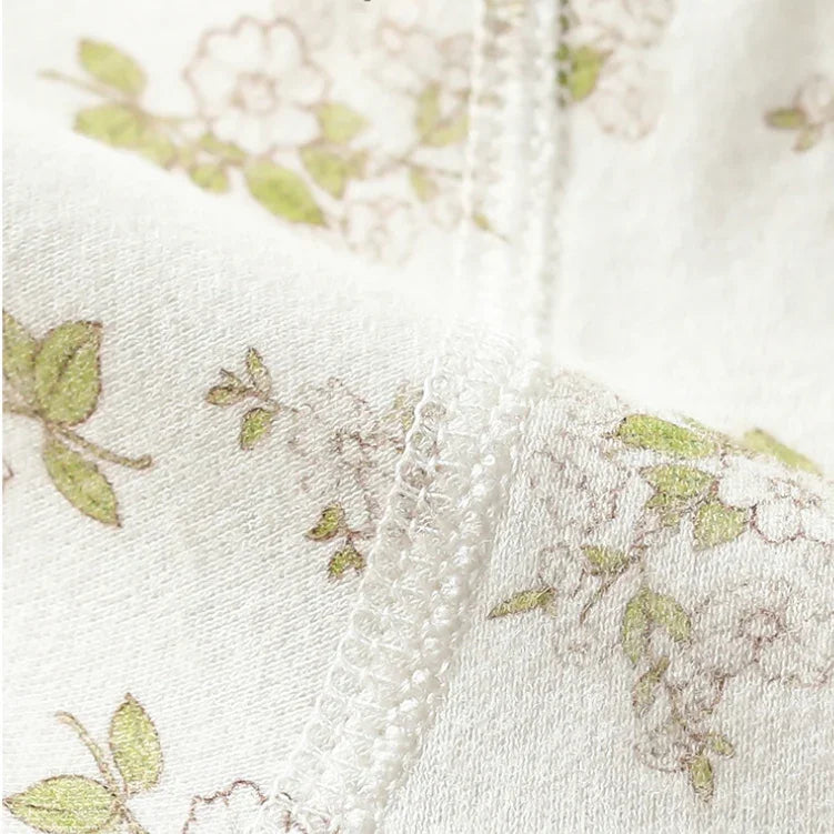 100% Cotton Long Sleeve Floral Romper - Green Garden - Bodyfeu