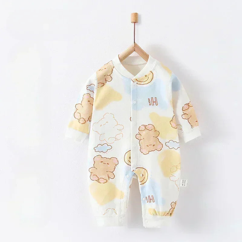 100% Cotton Snap-Up Long Sleeve Romper - Leopard - Bodyfeu