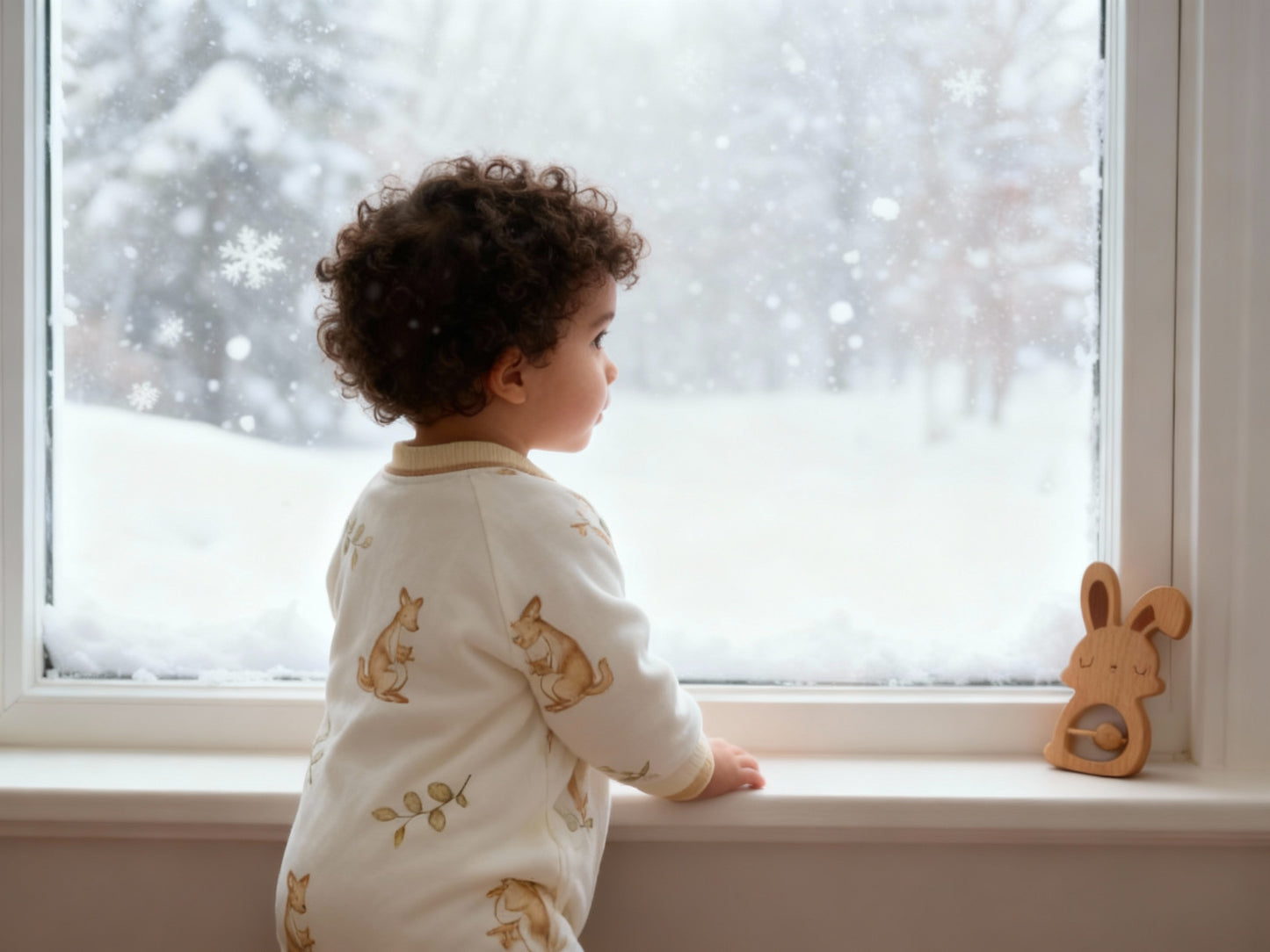 100% Cotton Long Sleeve Snap-Up Quilted Romper - Cute Fox