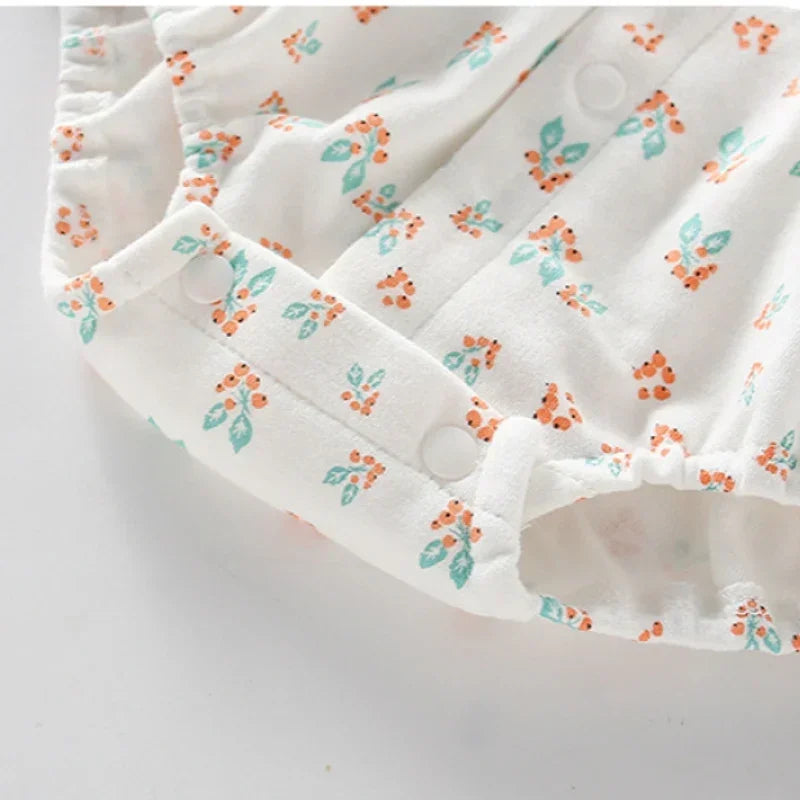 100% Cotton Long Sleeve Floral Bodysuit - Bunny Garden - Bodyfeu