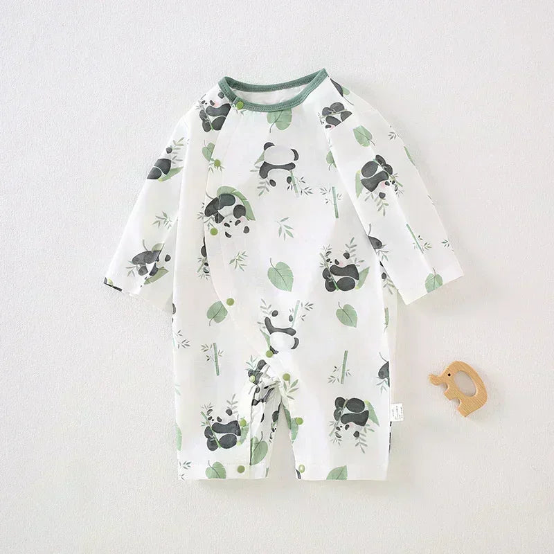 Cotton & Bamboo Muslin Long Sleeve Romper - Cute Whale - Bodyfeu