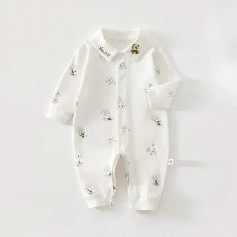 100% Cotton Long Sleeve Snap-Up Romper - Country House - Bodyfeu