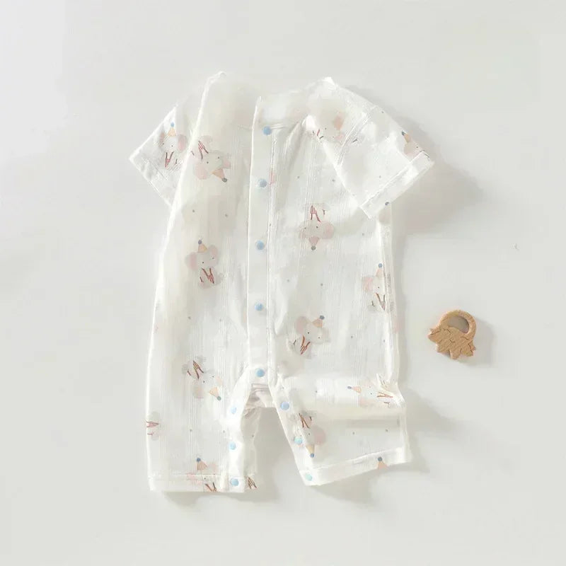 100% Cotton Short Sleeve Romper - Cute Squirrel - Bodyfeu