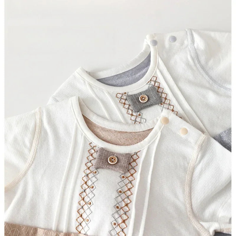 Cotton Short Sleeve Overhead Bodysuit - Brown Bear - Bodyfeu