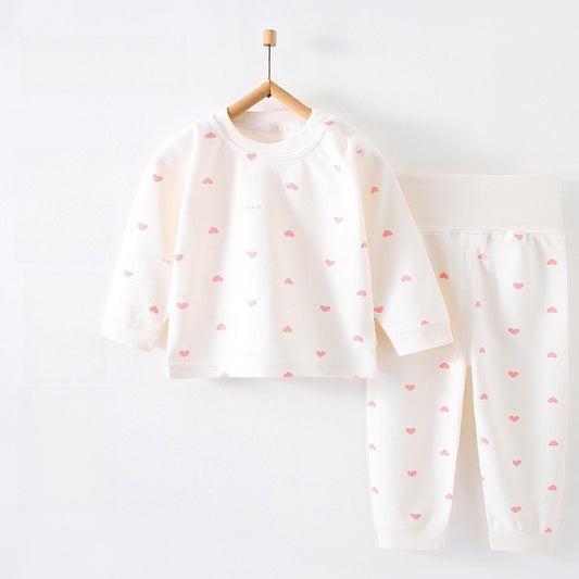 100% Cotton Overhead Top & Pants Set - Pink Heart