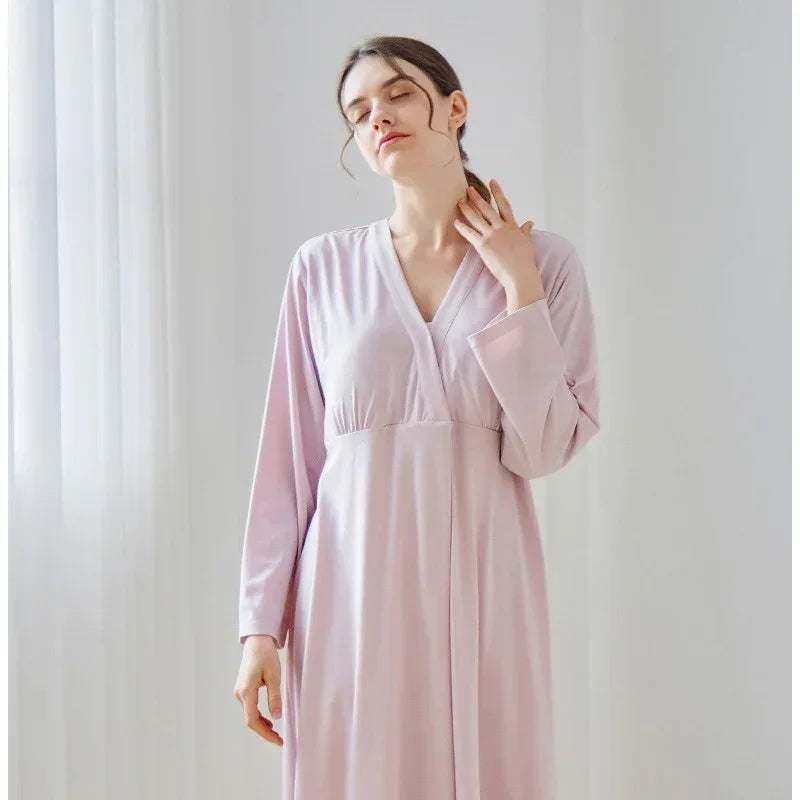 Cotton Snap-Up Maternity & Nursing Nightgown - Pink - Bodyfeu