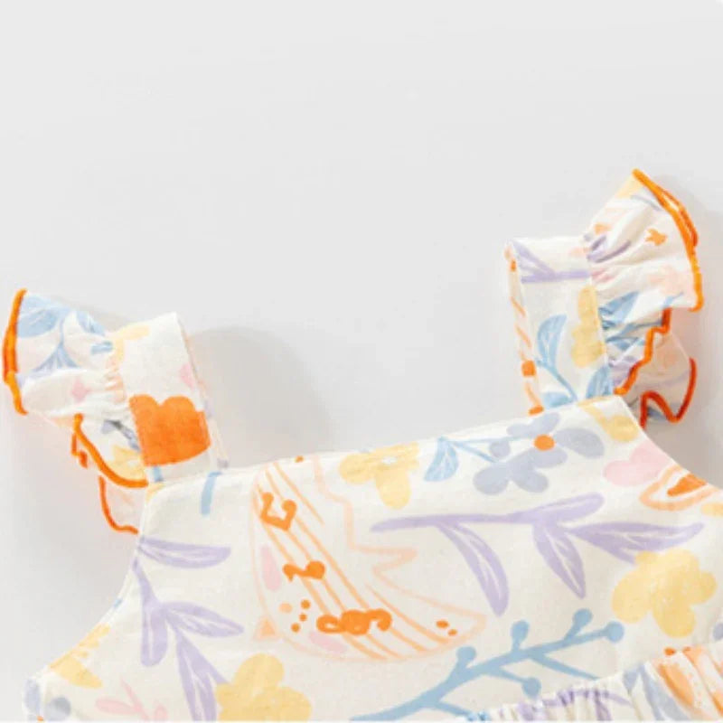 100% Cotton Flutter-Sleeve Dress - Colorful Spring - Bodyfeu