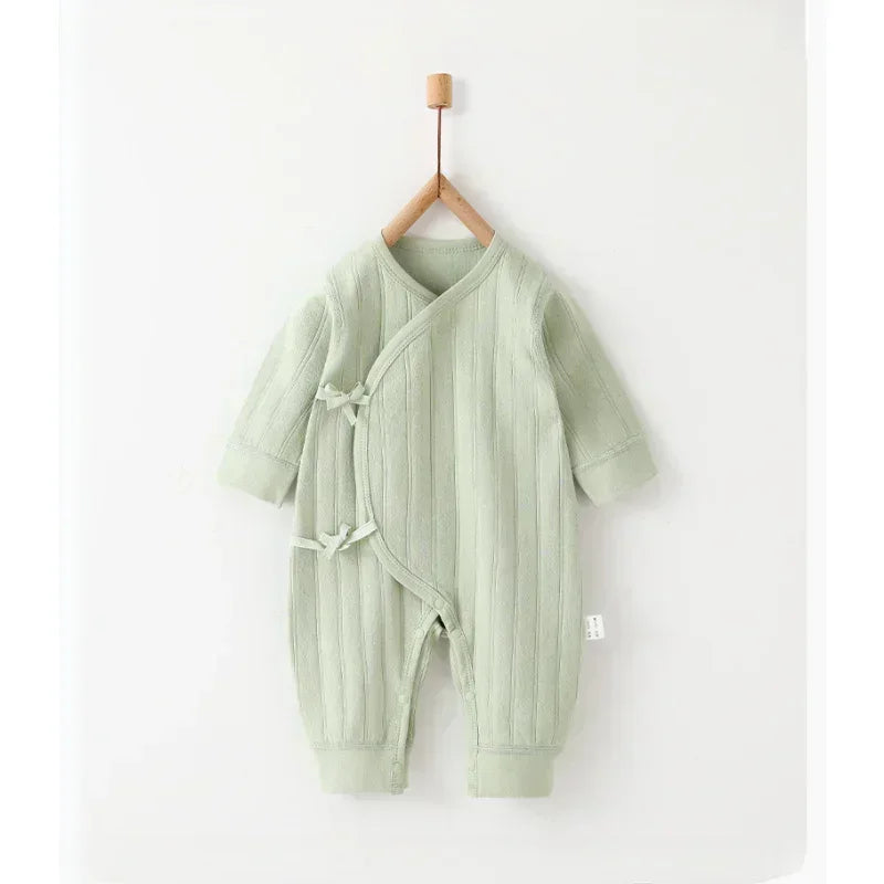 100% Cotton Long Sleeve Kimono Romper - Brown - Bodyfeu