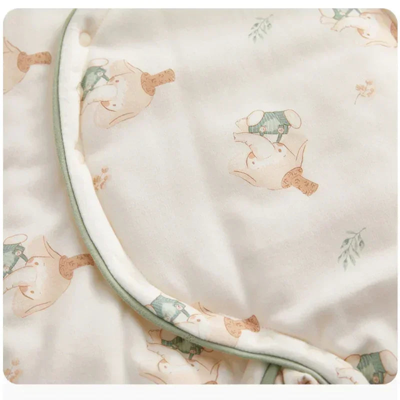 100% Cotton Extra Warm Long Sleeve Quilted Romper - Cute Bunny - Bodyfeu