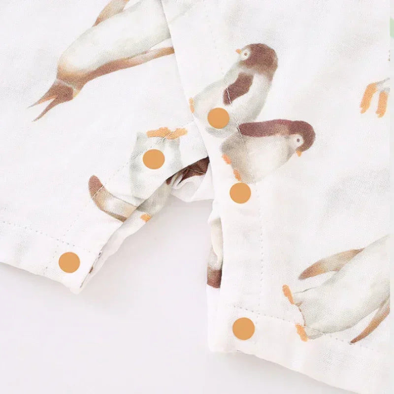 Cotton & Bamboo Muslin Short Sleeve Romper - Panda - Bodyfeu