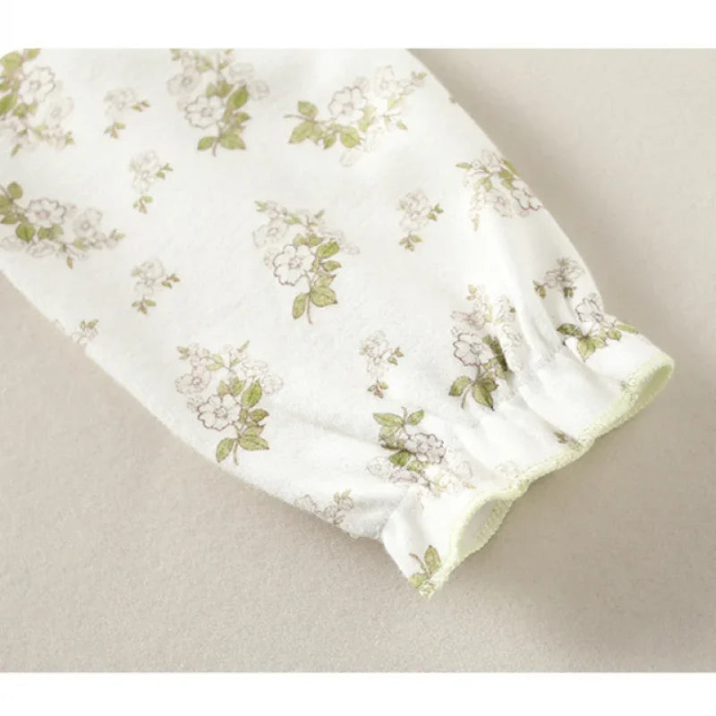 100% Cotton Long Sleeve Floral Romper - Green Garden - Bodyfeu