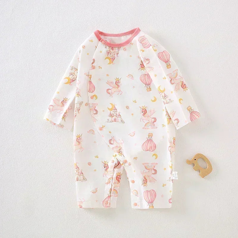 Cotton & Bamboo Muslin Long Sleeve Romper - Cute Whale - Bodyfeu